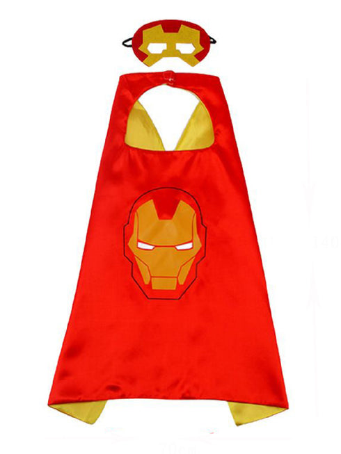 Unisex Toddler Red Dark Yellow Iron Man Halloween Cape Mask Set One Size - SophiasStyle.com